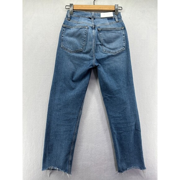 Re/Done 70's Stove Pipe Jeans Size 26 In Mid 70's Wash Button Fly Raw Hem Pocket - Picture 10 of 16